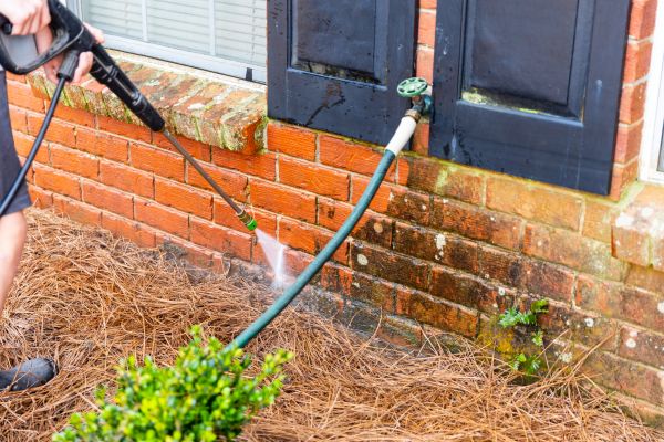 Brick Home Power Washing in Modesto